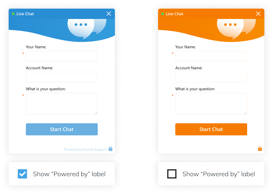 Remove Provide Support branding from your chat window Basic white labeling screenshot