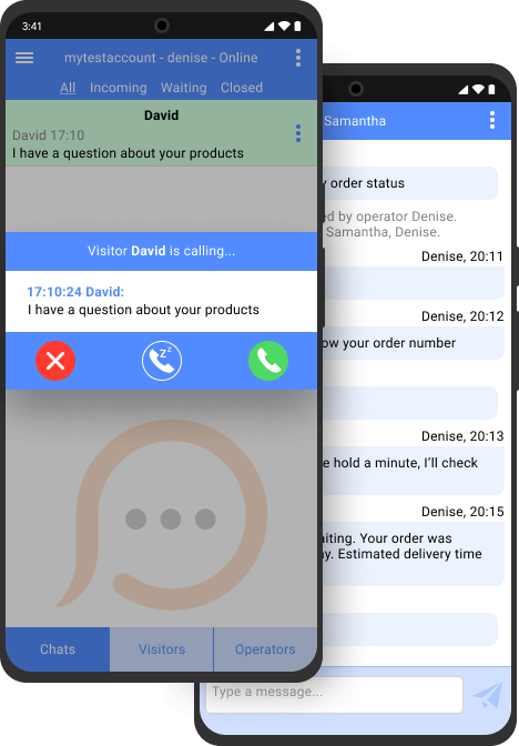 モバイルチャットアプリを使って外出先で顧客とコミュニケーションを取る Android チャットアプリでのチャットテキスト