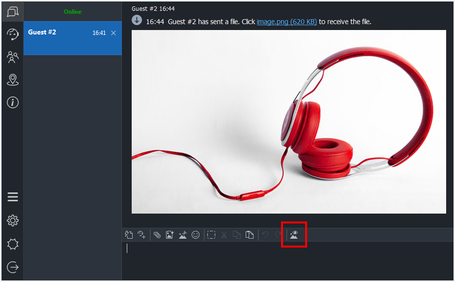 Image preview and toolbar in the native operator console