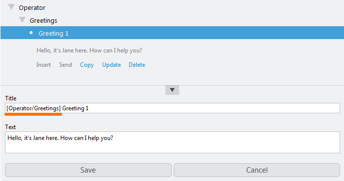 Create custom groups to structure your canned responses set Grouping canned responses