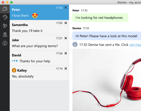 Use Operator Console to handle chats, monitor your website and manage support team Operator Console for desktop and mobile