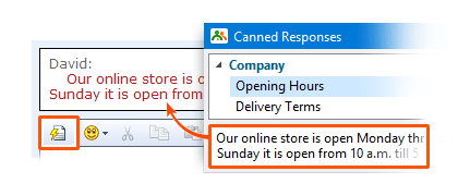 Predefined responses save agents' and csutomers' time How to insert a predefined message to a chat