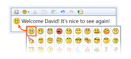 Emoticons can be added to any chat message How to insert an emoticon to a message